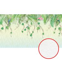 Фреска Ortograf Oasis 32737 Фактура бархат FX Флизелин (5*2,7) Зеленый/Бежевый, Листья/Птицы — фото 1, Фрески