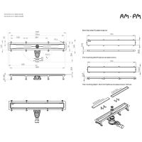Душевой лоток AM.PM MasterFlow 80 W01SC-U11-080-04BM с Черной матовой решеткой / под плитку Tile — фото 27, Душевые лотки