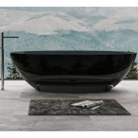 Ванна из полиэфирной смолы Abber Kristall 180х85 AT9702Onyx Черная без гидромассажа — фото 2, Ванны из полиэфирной смолы