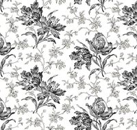 Обои Milassa Classic LS2 011 Флизелин (1*10,05) Черный/Белый, Цветы — фото 1, Обои для стен