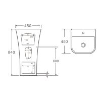 Товар: Раковина SantiLine 45 SL-4016 Белая - фото 2 Раковина SantiLine 45 SL-4016 Белая — фото 2, Раковины напольные