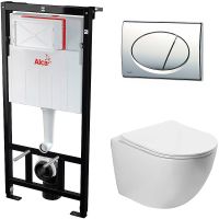 Комплект унитаза Vincea Globo VT1-14S с инсталляцией Alcaplast Sadromodul AM101/1120-3:1 RU M71-0001 с сиденьем Микролифт и клавишей смыва Хром — фото 1, Комплекты унитаз + инсталляция