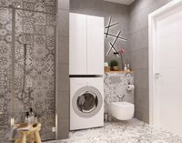 Шкаф пенал 1MarKa Wall 67 У79528 над стиральной машиной Белый глянцевый — фото 5, Мебель для ванной