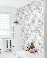 Обои Solo Anemone 168544-21 Винил на флизелине (1,06*10,05) Белый/Серый, Геометрия/Цветы — фото 2, Обои для стен