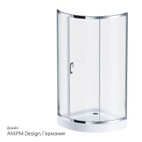 Душевой уголок AM.PM Like Solo Slide 90x90 W83G-315-090CT профиль Хром глянцевый стекло прозрачное — фото 11, Душевые уголки четверть круга