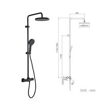 Товар: Душевая система Gappo G2495-76 с термостатом Черная матовая - фото 9 Душевая система Gappo G2495-76 с термостатом Черная матовая — фото 9, Душевые стойки