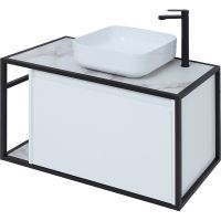 Тумба под раковину Aquanet Nova Lite Loft 90R 261651 подвесная Белый глянец — фото 9, Мебель для ванной