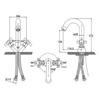 Смеситель для раковины Kaiser Cross 41011 Хром — фото 2, Смесители