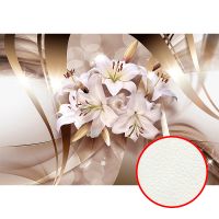 Фреска Ortograf 3D 6708 Фактура флок FLK Флизелин (3,9*2,7) Бежевый/Белый, Цветы/Абстракция — фото 1, Фрески