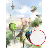 Фреска детская Ortograf Сказочная страна 30775 Фактура бархат FX Флизелин (2*2,7) Голубой/Зеленый, Воздушные шары — фото 1, Фрески