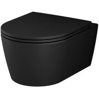 Унитаз AM.PM Func FlashClean подвесной Черный матовый с сиденьем Микролифт арт-C8F1700MBSC — фото 1, Подвесные унитазы