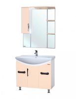 Зеркало со шкафом Bellezza Лагуна 85 L 4612114002076 с подсветкой L Бежевое Белое — фото 2, Мебель для ванной