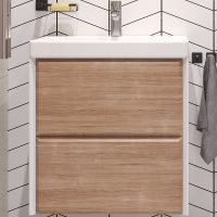 Тумба под раковину Velvex Gesso 60 tp.GES.9696.60.2Y подвесная Белая матовая Дуб сонома — фото 1, Тумбы под раковину