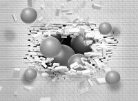 Фреска Ortograf 3D 21069 Фактура бархат FX Флизелин (3,7*2,7) Белый/Серый, Кирпич/Абстракция — фото 2, Фрески