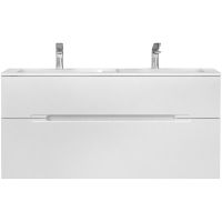 Тумба под раковину Jorno Modul 120 Mоl.01.122/P/W подвесная Белый глянец — фото 1, Тумбы под раковину