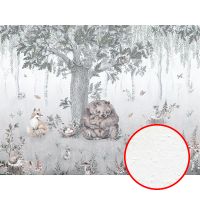 Фреска детская Ortograf Little Friends 34353 Фактура бархат FX Флизелин (4*3) Бежевый/Серый, Деревья/Животные — фото 1, Фрески