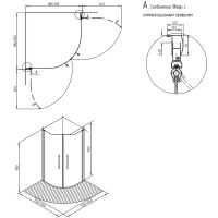 Душевой уголок Migliore Diadema 90x90 22711 профиль Золото стекло прозрачное — фото 2, Душевые уголки четверть круга