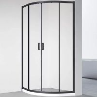 Душевой уголок Veconi Rovigo RV01B 80х80 RV01B-80-01-C7 профиль Черный матовый стекло прозрачное — фото 1, Душевые уголки четверть круга