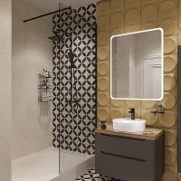 Душевая перегородка STWORKI Берген 90 MV-BE-90-BL профиль Черный матовый стекло прозрачное — фото 1, Душевые перегородки