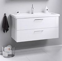 Тумба под раковину Aqwella Манчестер 100 MAN01102 подвесная Белый глянец — фото 5, Мебель для ванной