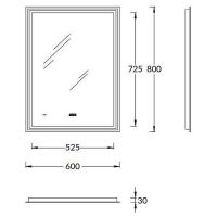Зеркало Kerama Marazzi Tecno 60 TE.mi.60 с подсветкой с бесконтактным выключателем с подогревом и часами — фото 5, Зеркала в ванную комнату