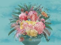 Фреска Ortograf Paradise 32246 Фактура флок FLK Флизелин (3,7*2,7) Голубой/Разноцветный, Цветы — фото 2, Фрески