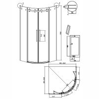 Душевой уголок Grossman Classic 100х100 301.K33.04.1010.21.00 профиль Черный матовый стекло прозрачное — фото 11, Душевые уголки четверть круга