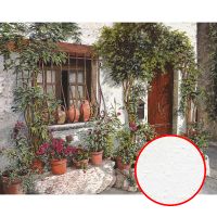 Фреска Ortograf Городской пейзаж живопись 11440 Фактура бархат FX Флизелин (3,4*2,7) Белый/Зеленый/Коричневый, Город/Цветы/Живопись — фото 1, Фрески