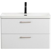 Тумба под раковину BelBagno Due 80 DUE-800-2C-SO-BL-P подвесная Bianco Lucido — фото 1, Тумбы под раковину