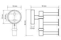 Тройной крючок Bemeta Omega 104106072 поворотный Хром — фото 2, Крючки для полотенец