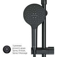 Комплект душевого уголка с душевой системой и аксессуарами AM.PM Gem S 100x80 WK93EQ профиль Черный матовый стекло прозрачное — фото 22, Прямоугольные душевые уголки