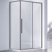 Душевой уголок Vincea Slim-N 140x80 VSR-4SN8014CLGM профиль Вороненая сталь стекло прозрачное — фото 1, Душевые уголки