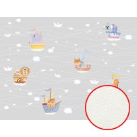 Фреска детская Ortograf Little Friends 34392 Фактура флок FLK Флизелин (4*3) Серый/Разноцветный, Животные/Корабли — фото 1, Фрески