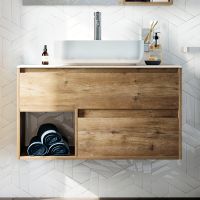 Тумба с раковиной STWORKI Карлстад 90 427831 подвесная Дуб рустикальный — фото 2, Мебель для ванной