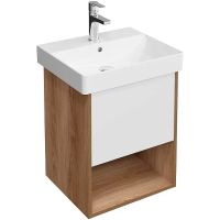 Тумба под раковину Kerama Marazzi Pro 50 PRO.50.1\OLM подвесная Белая матовая Швейцарский вяз — фото 1, Тумбы под раковину