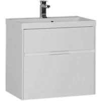 Тумба под раковину Aquanet Латина 70 180032 подвесная 2 ящика Белая — фото 1, Тумбы под раковину