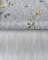 Обои Prima Italiana Colomba 80601 Винил на флизелине (1,06*10) Серый/Желтый, Вензель/Цветы — фото 5, Обои для стен
