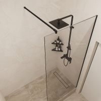 Душевая перегородка STWORKI Берген 90 MV-BE-90-BL профиль Черный матовый стекло прозрачное — фото 4, Душевые перегородки