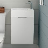 Товар: Тумба под раковину Art&Max Liberty-400-1D-SO-BL-L подвесная Белый глянец - фото 2 Тумба под раковину Art&Max Liberty-400-1D-SO-BL-L подвесная Белый глянец — фото 2, Мебель для ванной