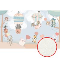 Фреска детская Ortograf Для малышей 6763 Фактура флок FLK Флизелин (4,3*2,7) Голубой/Разноцветный, Животные/Воздушные шары — фото 1, Фрески