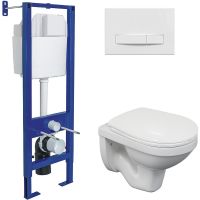 Комплект унитаза Berges Gamma с инсталляцией Atom Line 043336 с сиденьем Микролифт и Белой клавишей смыва — фото 1, Комплекты унитаз + инсталляция