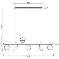Подвесной светильник Crystal Lux CLT 047C6 L1000 BL-GO Белый Черный Золото — фото 2, Подвесные светильники