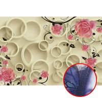 Фреска Ortograf 3D 30736 Фактура бархат серебро FX-S Флизелин (4*2,7) Бежевый/Розовый, Цветы/Абстракция арт-30736 (бархат серебро FX-S) — фото 1, Фрески