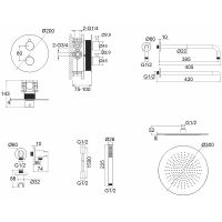 Душевая система Whitecross Y gold YSET08GL с термостатом Золото — фото 12, Душевое оборудование. Душевая программа