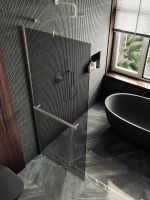 Душевая перегородка Maybah Glass MGD-735-5ш 890x1950 в широком профиле Хром матовый стекло графитовое — фото 4, Душевые перегородки