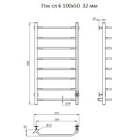 Электрический полотенцесушитель Тругор ПЭК 6 СП 100x50 Хром — фото 3, Электрические полотенцесушители