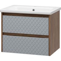 Тумба с раковиной Brevita Chester 65 УТ000022880 подвесная Серая матовая Дуб Чарльстон темно-коричневый — фото 1, Тумбы с раковиной