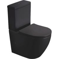 Унитаз компакт SantiLine SL-5016MB Черный матовый с бачком и сиденьем Микролифт — фото 1, Напольные унитазы