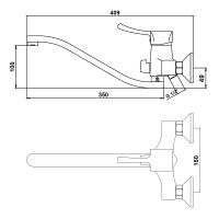 Смеситель для ванны Kaiser Verona 29055B универсальный Хром — фото 2, Смесители