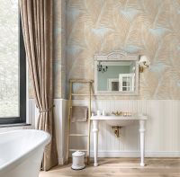 Обои LOYMINA Amazonia Ins3 006 Флизелин (1*10,05) Зеленый/Бежевый, Листья — фото 2, Обои для стен